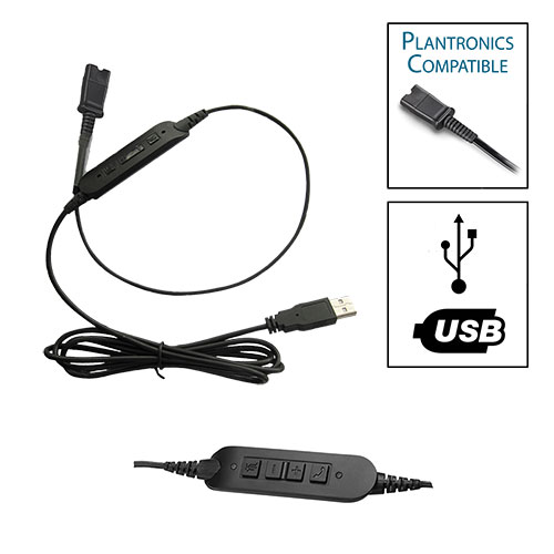 Plantronics Compatible UC Adapter Cable for Cisco, Avaya and Other Softphones (USB Connection)