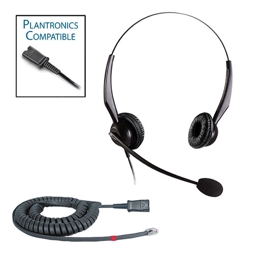 TelPro 2200-P Double-Ear NC Plantronics Compatible Headset Bundle for Avaya 1600 and 9600 Series Telephones (07 Cable)