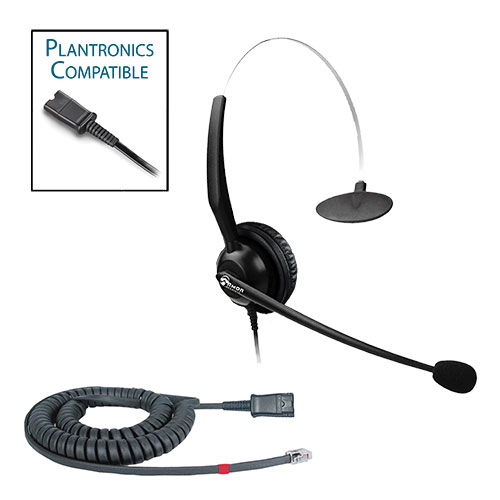 TelPro 1200-P Single-Ear NC Plantronics Compatible Headset Bundle for Avaya 1600 and 9600 Series Telephones (07 Cable)