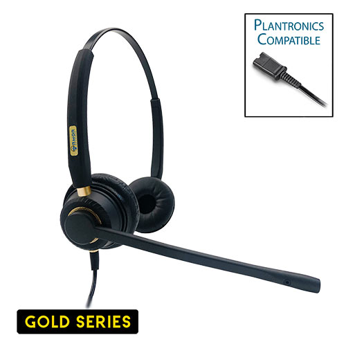 TelPro Gold 3200-B Double-Ear NC Plantronics Compatible Headset