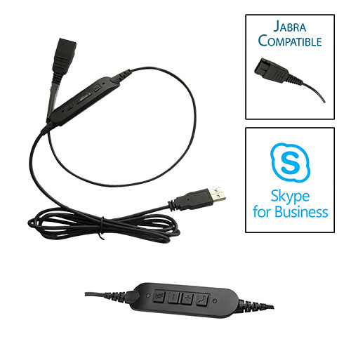 Jabra Compatible MS Adapter Cable for Microsoft Skype For Business (USB Connection)