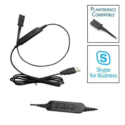 Plantronics Compatible MS Adapter Cable for Microsoft Skype For Business (USB Connection)