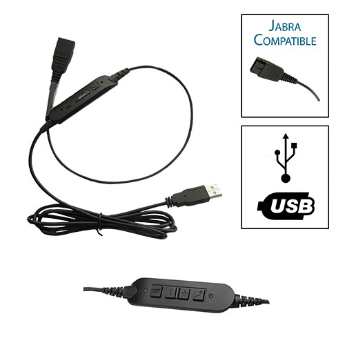 Jabra Compatible UC Adapter Cable for Cisco, Avaya and Other Softphones (USB Connection)