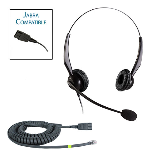 TelPro 2200-J Double-Ear NC Jabra Compatible Headset Bundle for Cisco 7900, 8800, 8900 and 9900 Series Telephones (03 Cable)