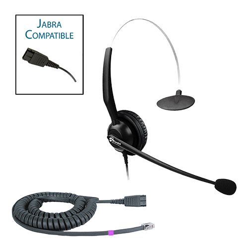 TelPro 1200-J Single-Ear NC Jabra Compatible Headset Bundle for Polycom IP, Polycom VVX and Digium Telephones (04 Cable)