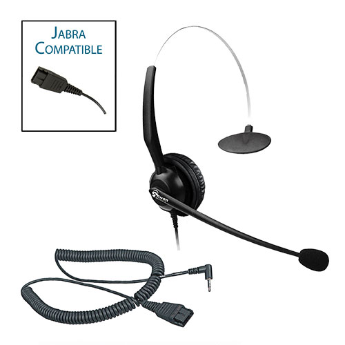 TelPro 1200-J Single-Ear NC Jabra Compatible Headset Bundle for Cisco SPA and Panasonic Telephones (2.5mm Headset Jack) (05 Cable)