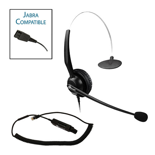 TelPro 1200-J Single-Ear NC Jabra Compatible Headset with Universal Multi-Cable for Most Office Telephones