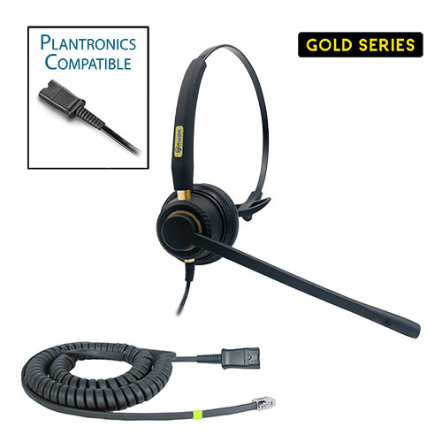 TelPro Gold 3100-P Single-Ear Plantronics Compatible Headset Bundle for Cisco 7900, 8800, 8900 and 9900 Series Telephones (03 Cable)